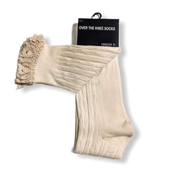 Forever 21 Accessories - Crochet Trim Over The Knee Socks